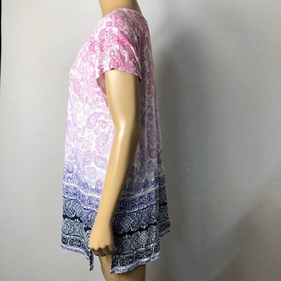 J. Jill love linen paisley print s/s  v-neck shirt - Picture 2 of 6